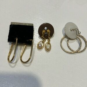 Elegant Gold and Brown Pearl Drop Earrings. 3 pairs of   Beautiful  earrings